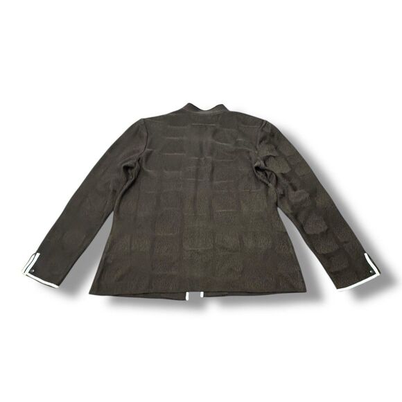 Ming Wang Knit Cardigan Sweater Brown Mandarin Collar Hook and Eye Women’s Sz PS - Picture 2 of 13